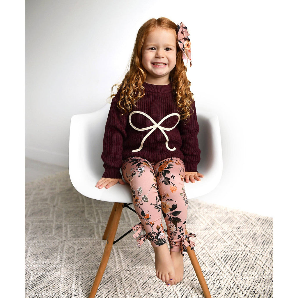Bow Knitted Sweater | Maroon