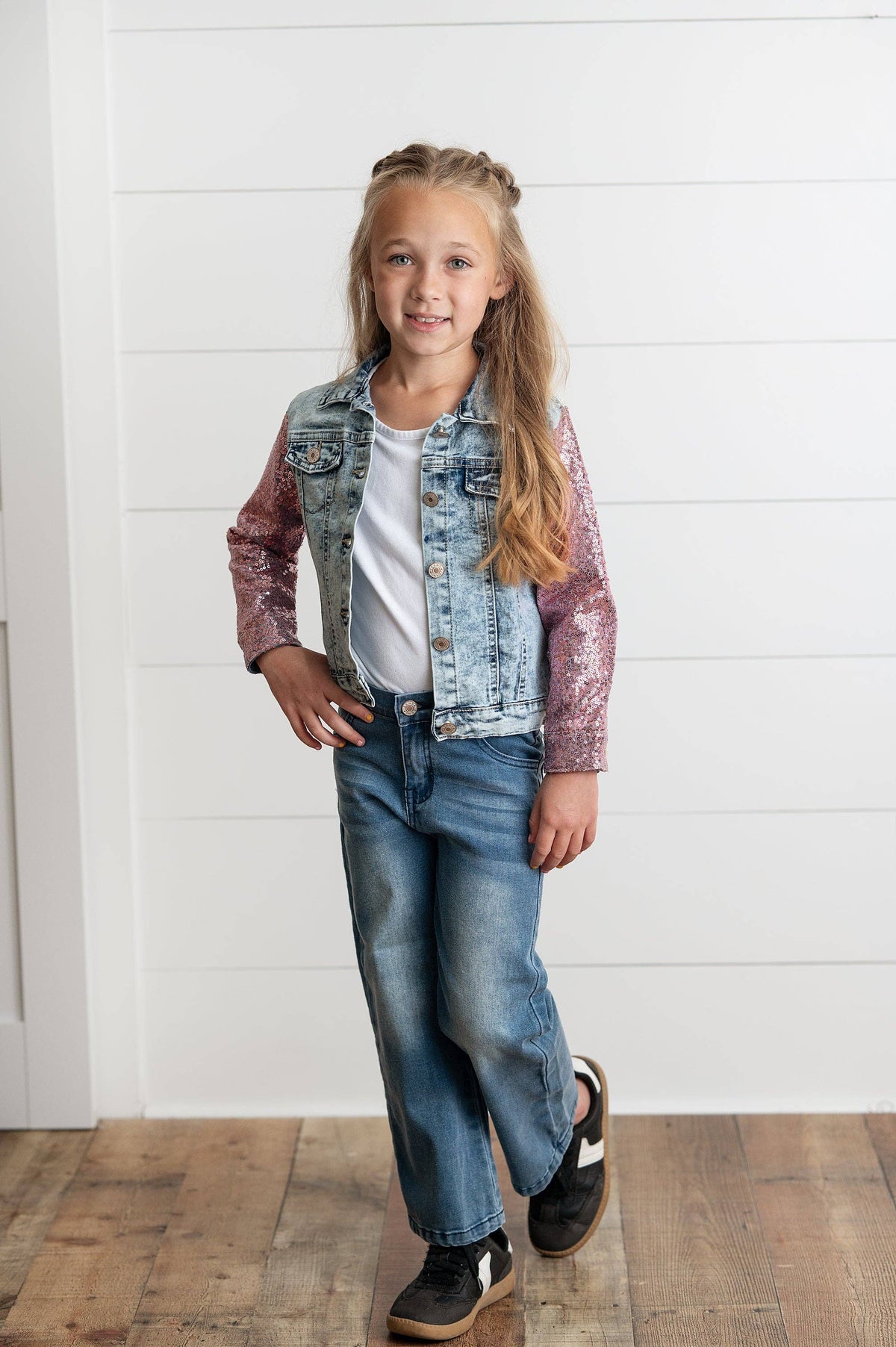 Denim Jacket | Pink Sequin