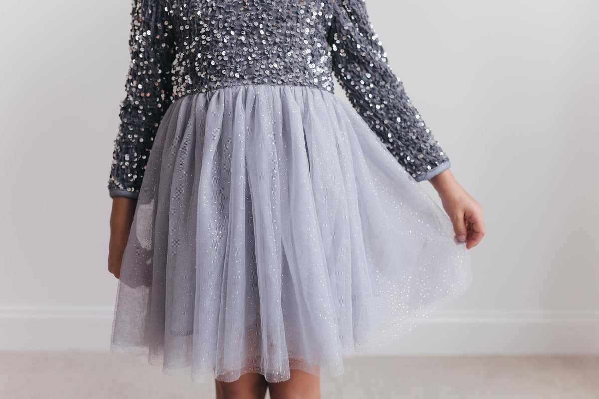 Holiday Party Dress | Silver Tulle & Sequin