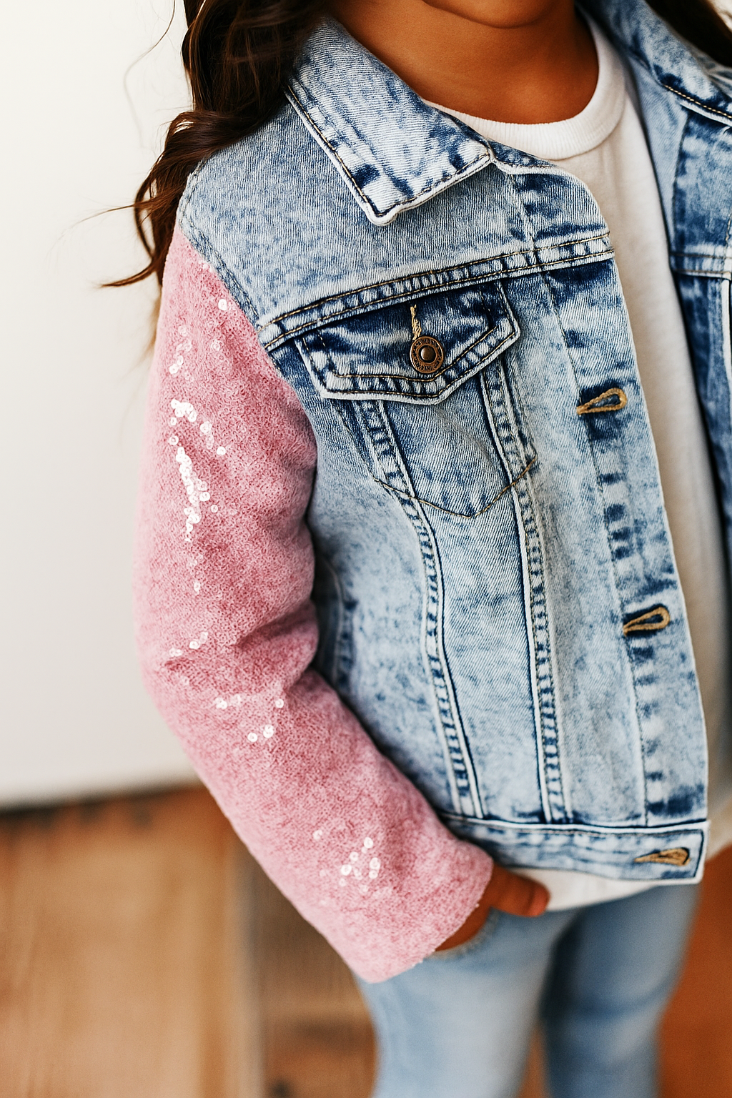 Denim Jacket | Pink Sequin