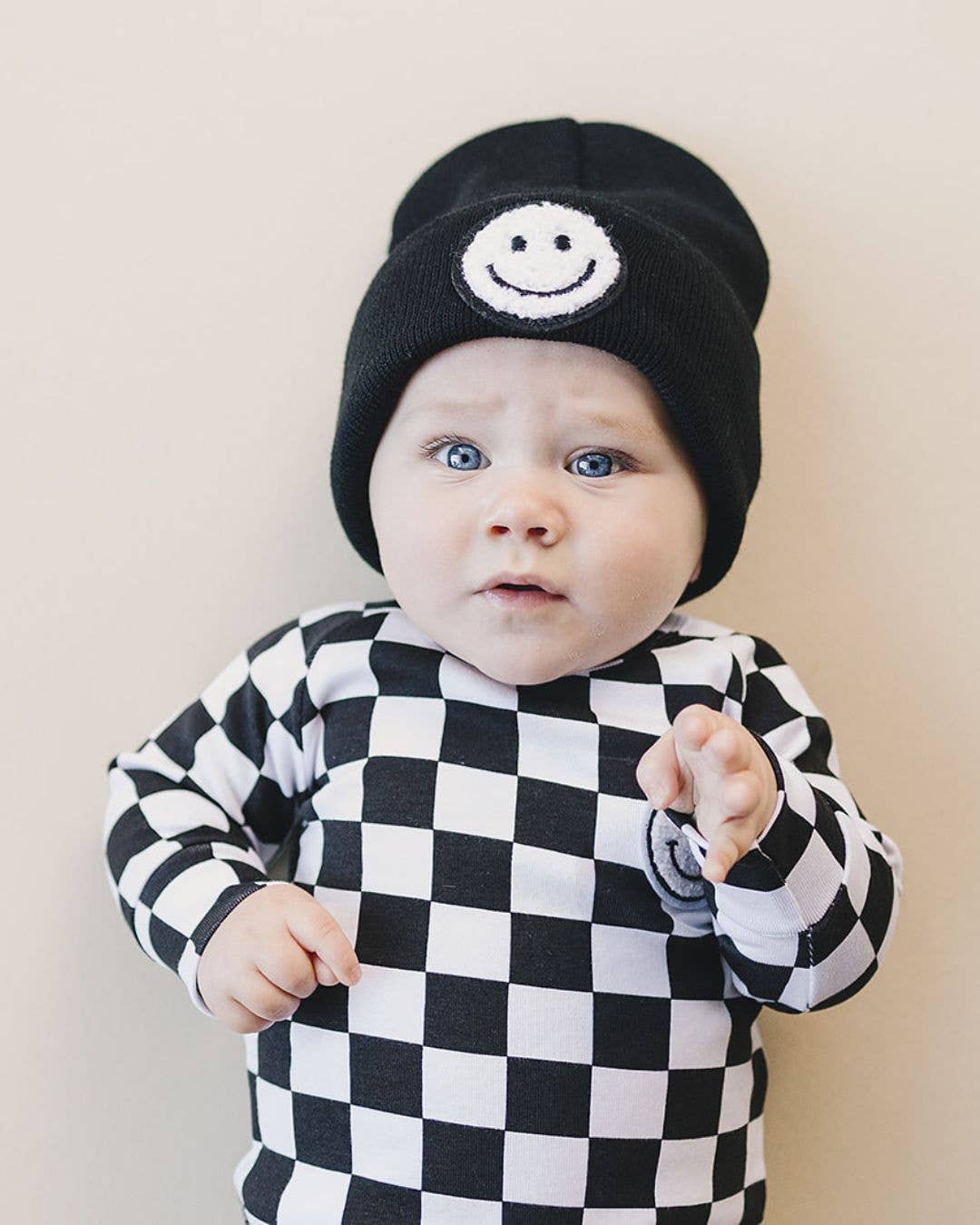 Smiley Baby & Kids Beanie | Black: Baby