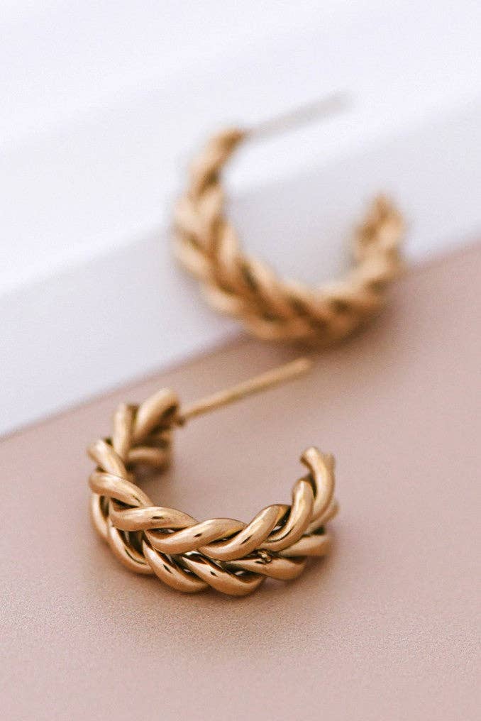 Braided Gold Hoop Earrings | 18K Gold Plated