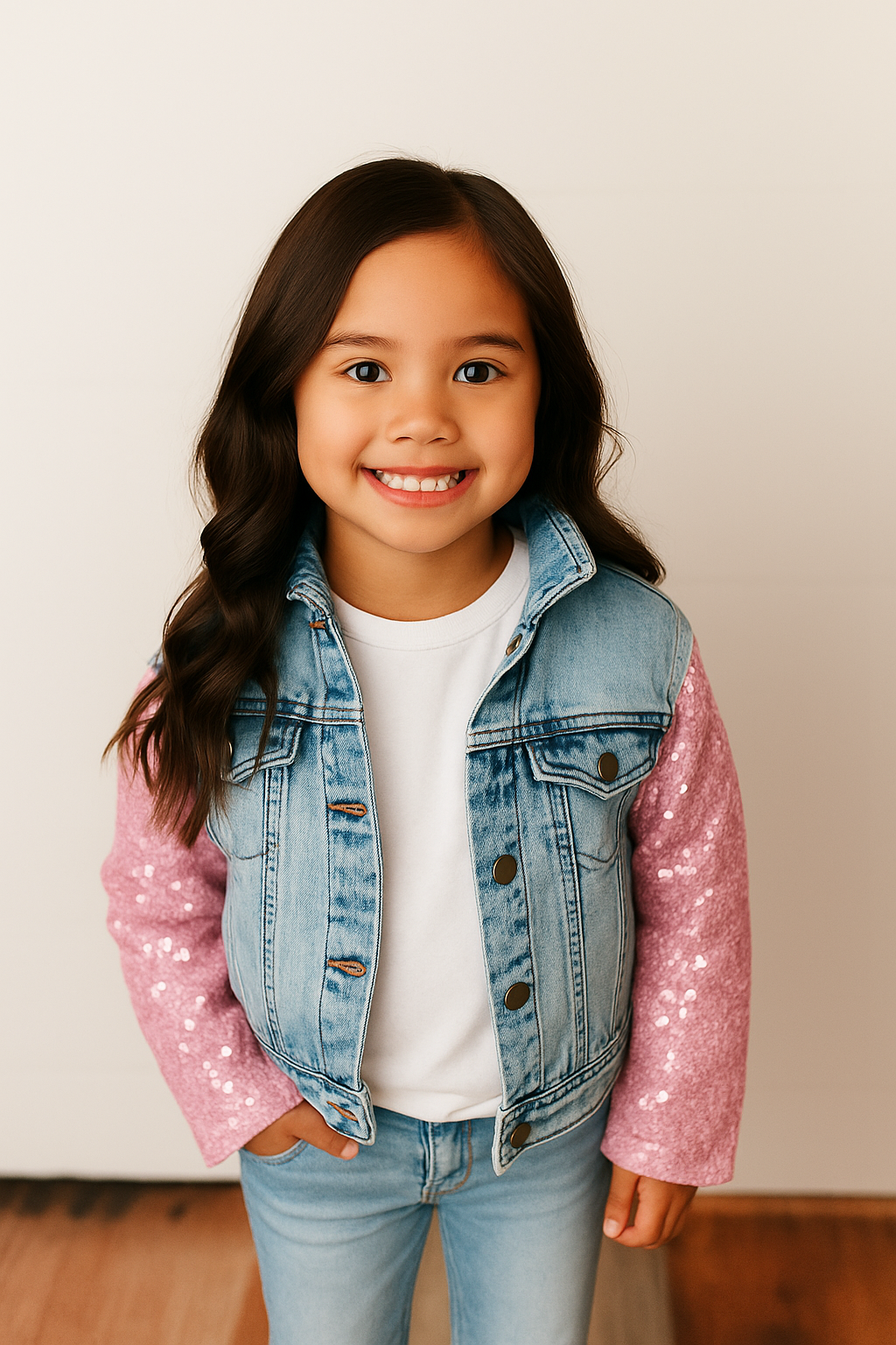 Denim Jacket | Pink Sequin