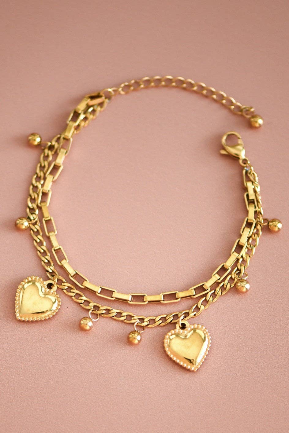 Heart Charm Bracelet | 18K Gold Plated
