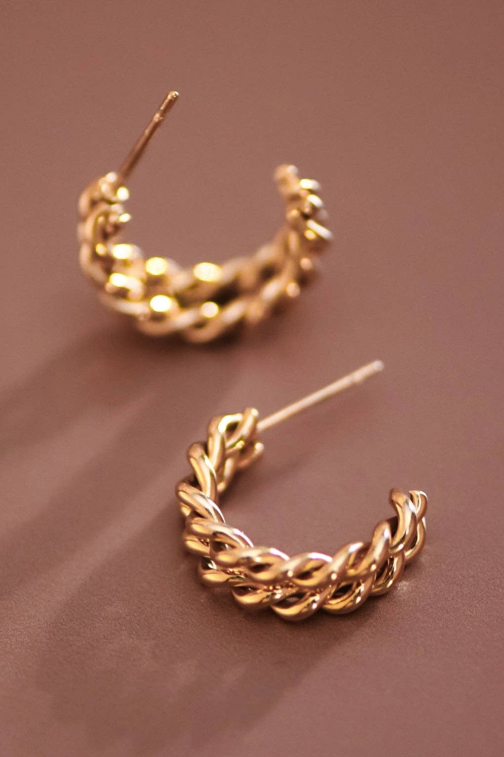 Braided Gold Hoop Earrings | 18K Gold Plated