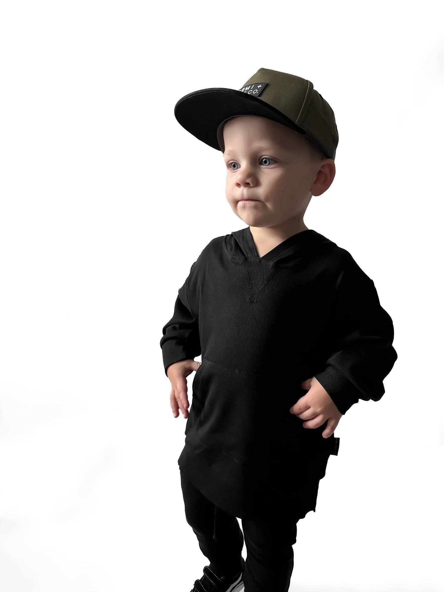BAMBOO RIBBED HOODIE | BLACK
