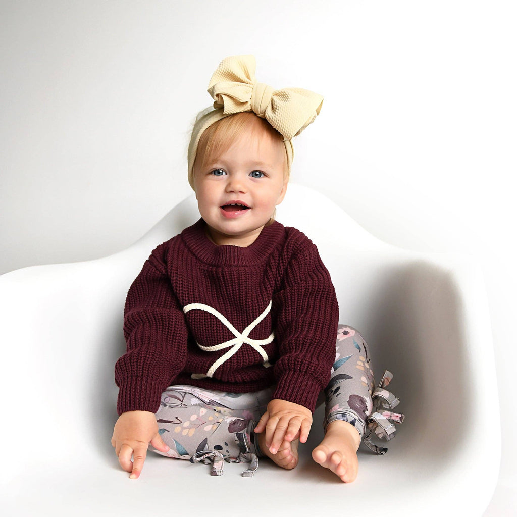 Bow Knitted Sweater | Maroon