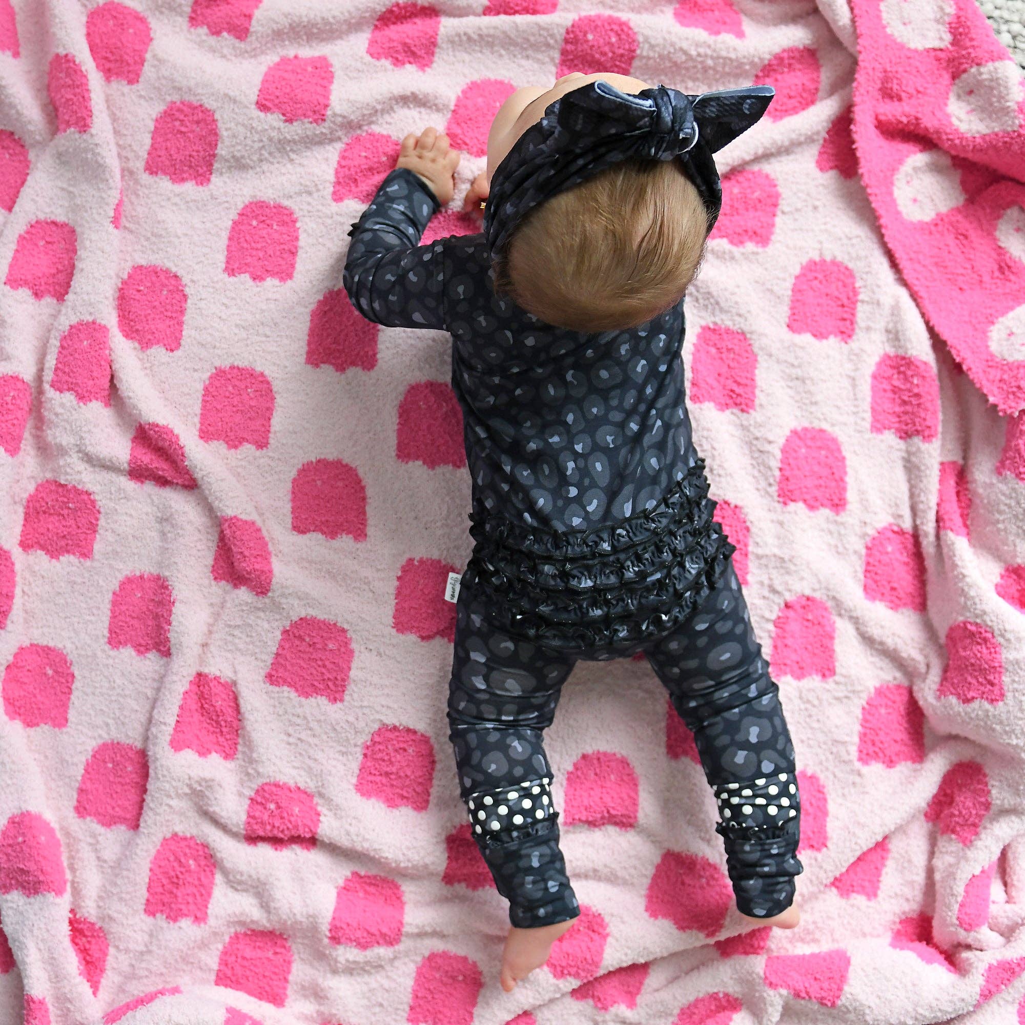 Ash Black Leopard Ruffle Zip Sleeper