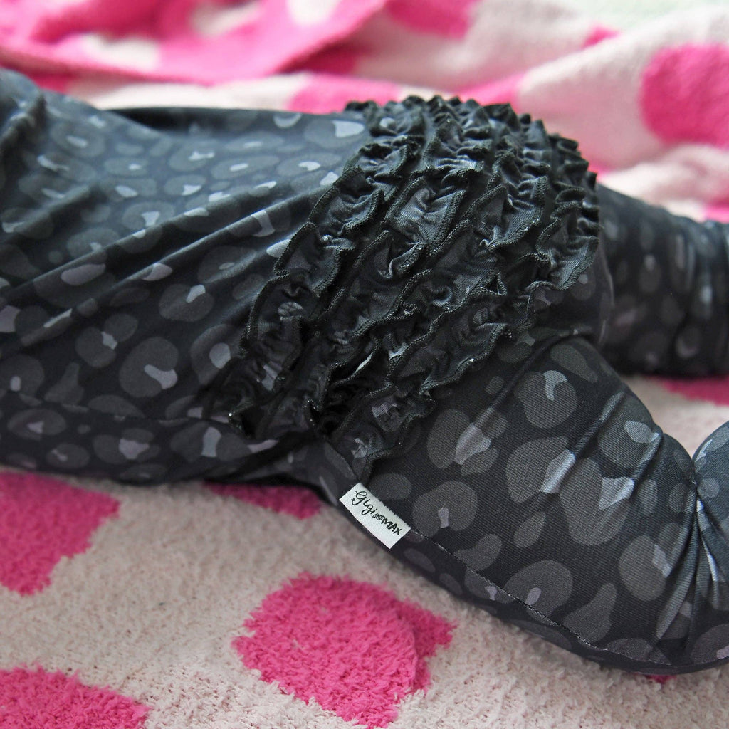Ash Black Leopard Ruffle Zip Sleeper