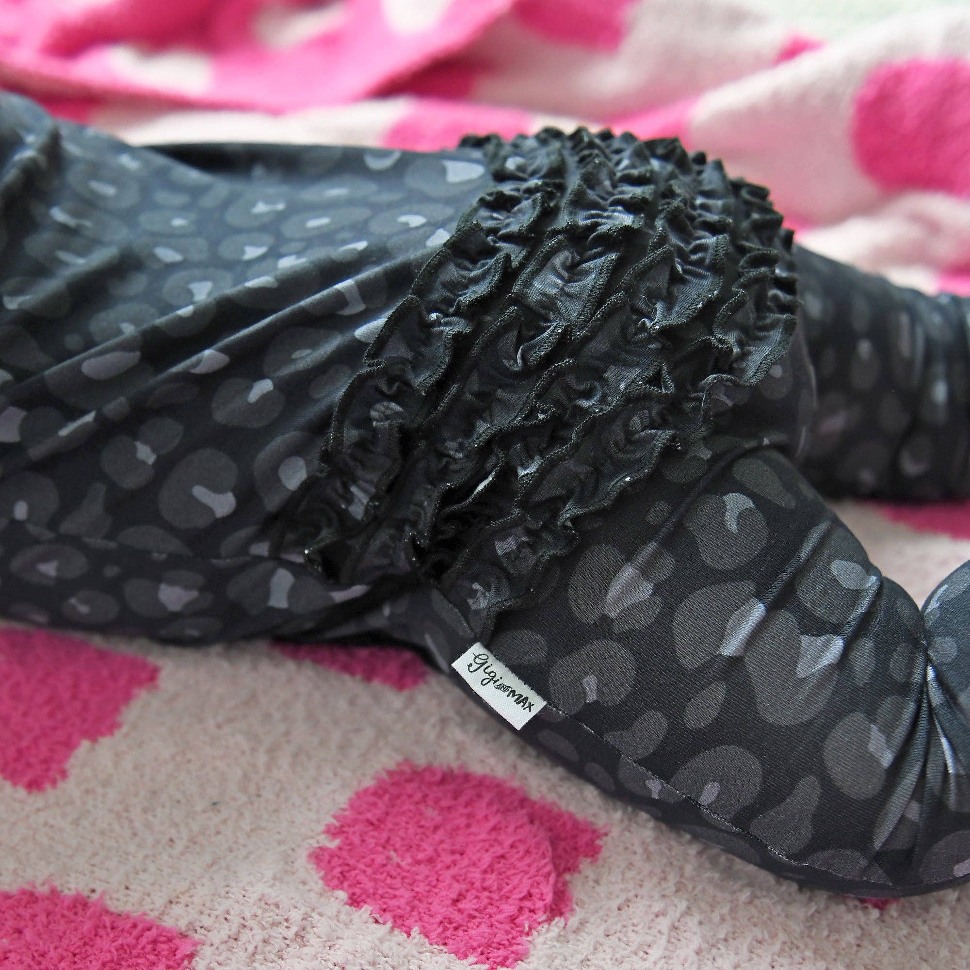 Ash Black Leopard Ruffle Zip Sleeper