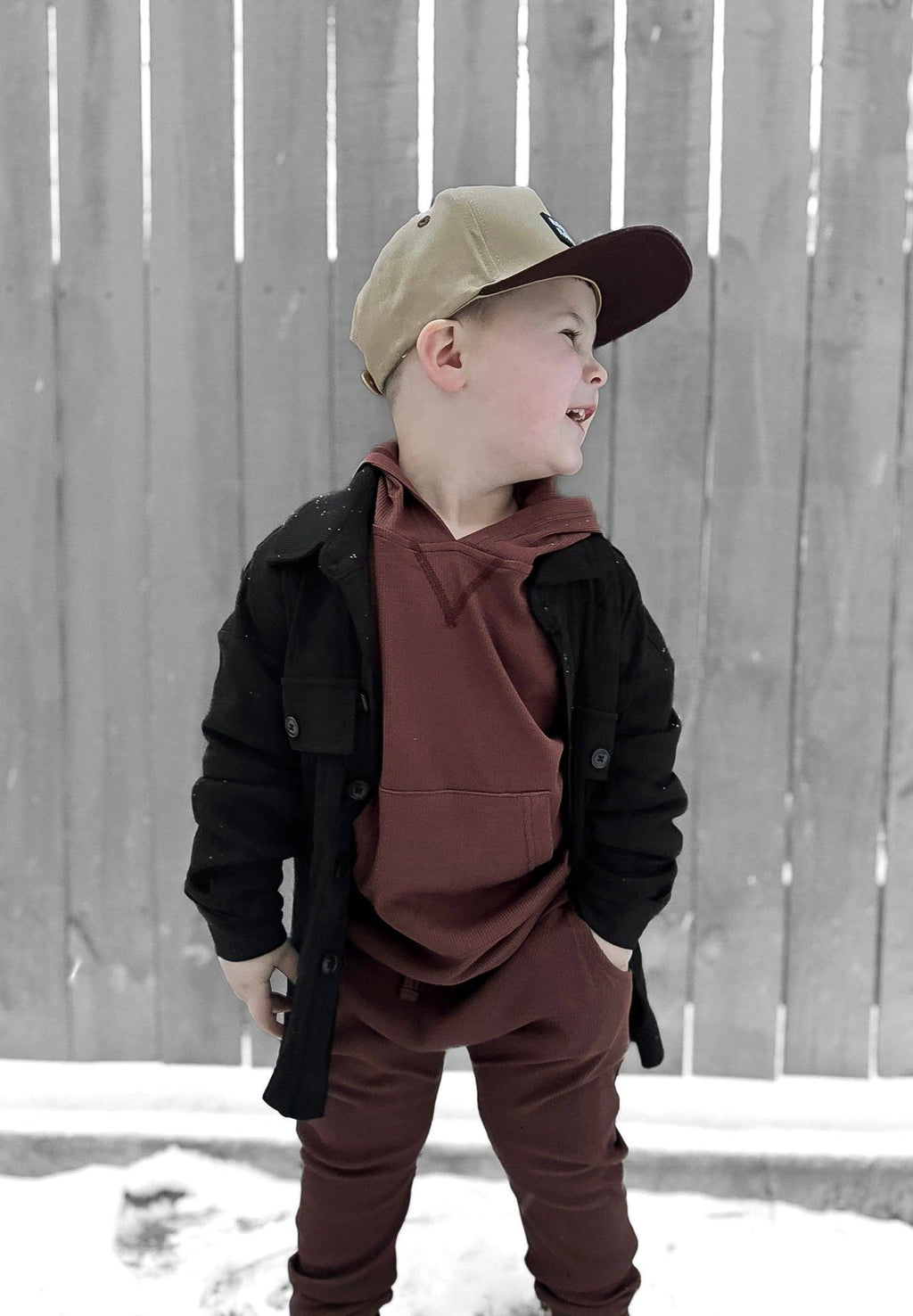 BAMBOO RIBBED BUTTON UP SHACKET | BLACK