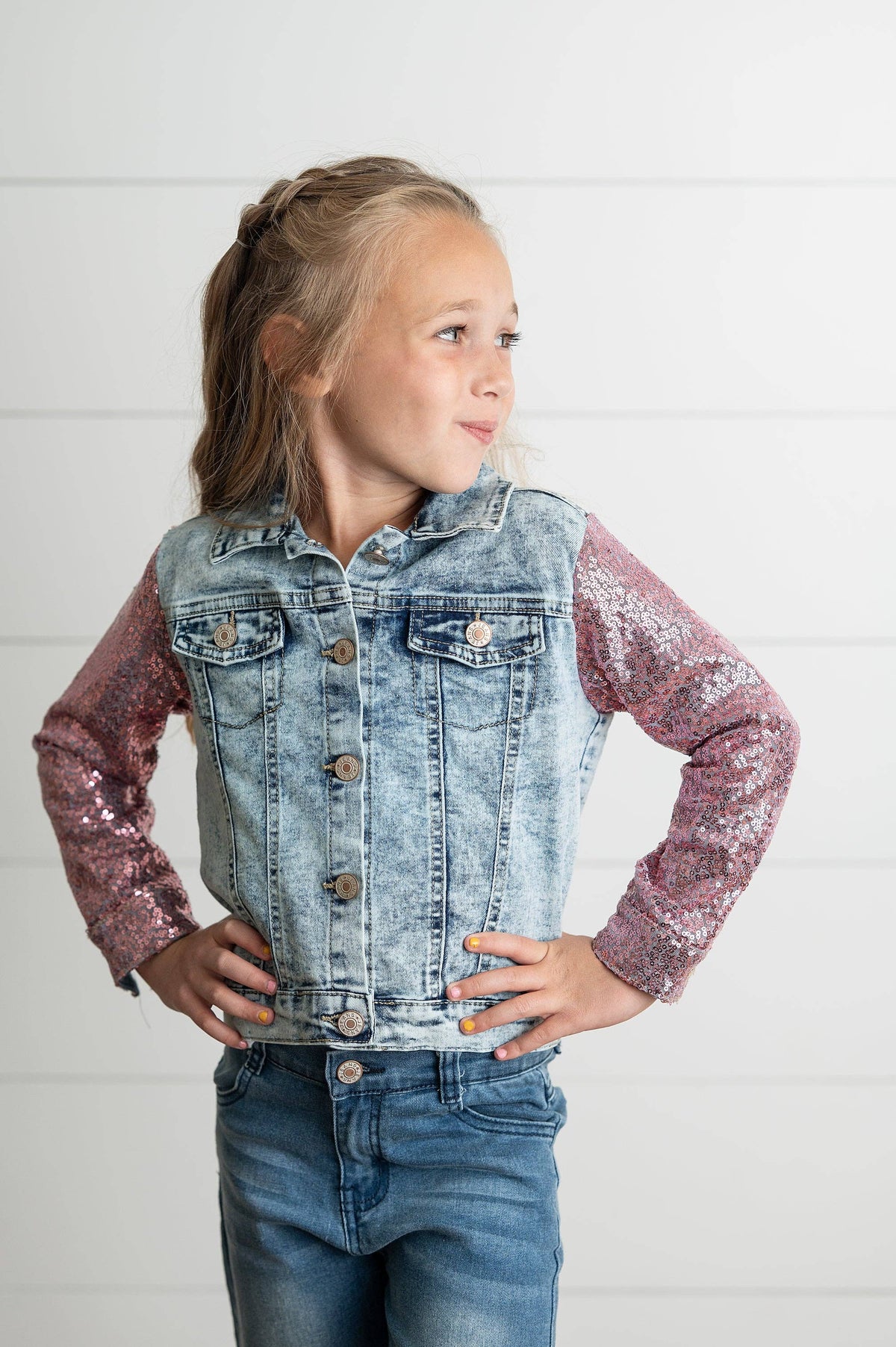 Denim Jacket | Pink Sequin