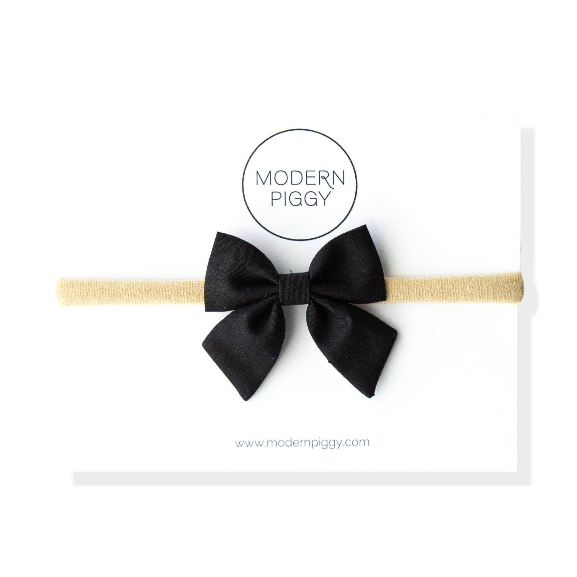 Black | Mini Piggy Bow: Nylon Headband