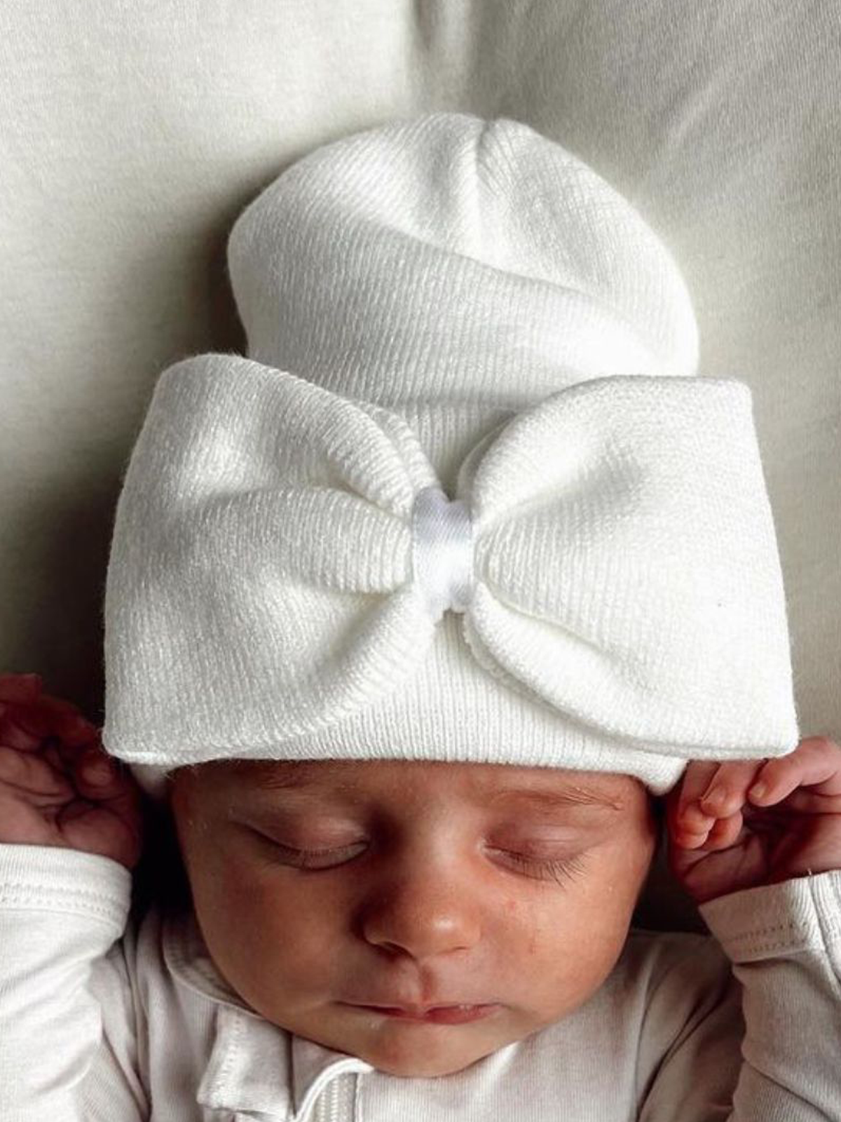 Baby's First Hat |  Warm White Bow