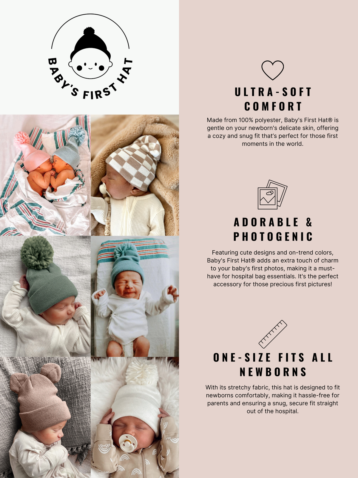 Baby's First Hat |  Warm White Bow