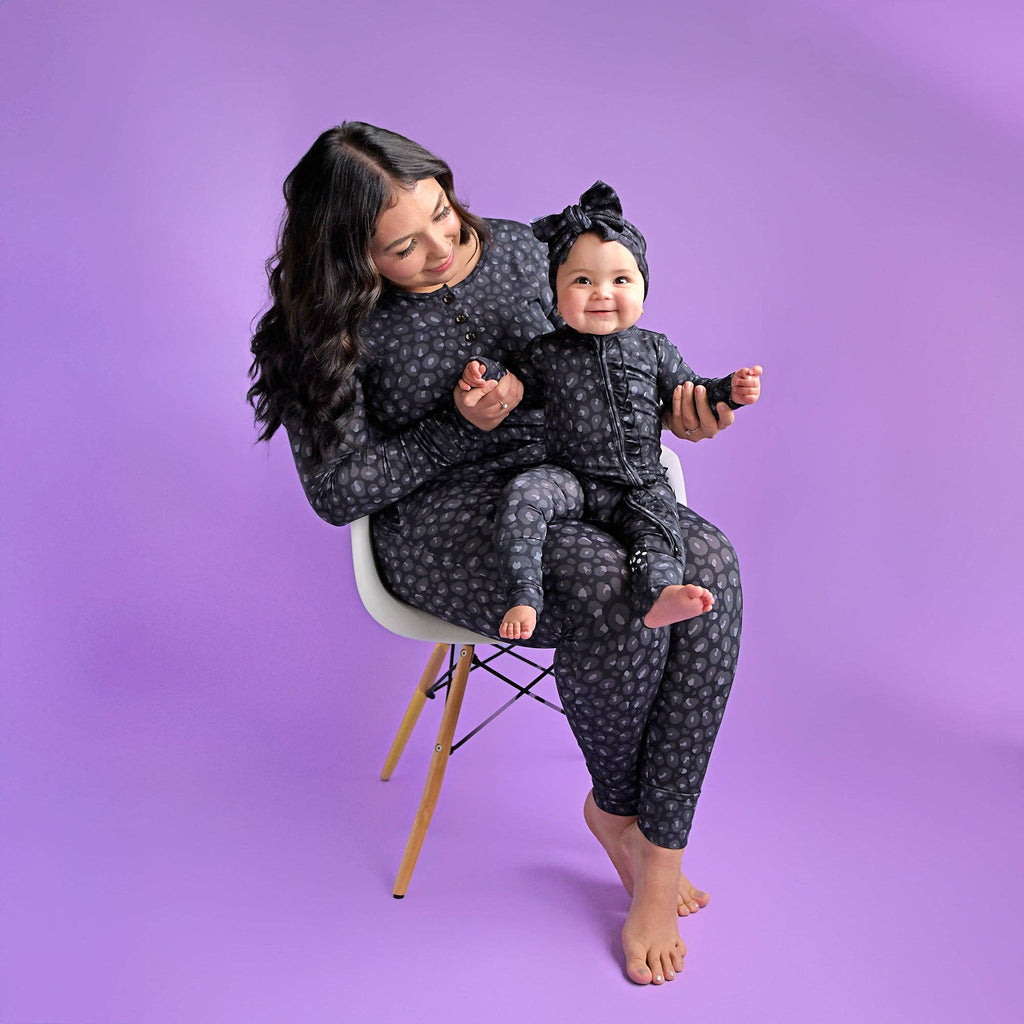 Ash Black Leopard Ruffle Zip Sleeper