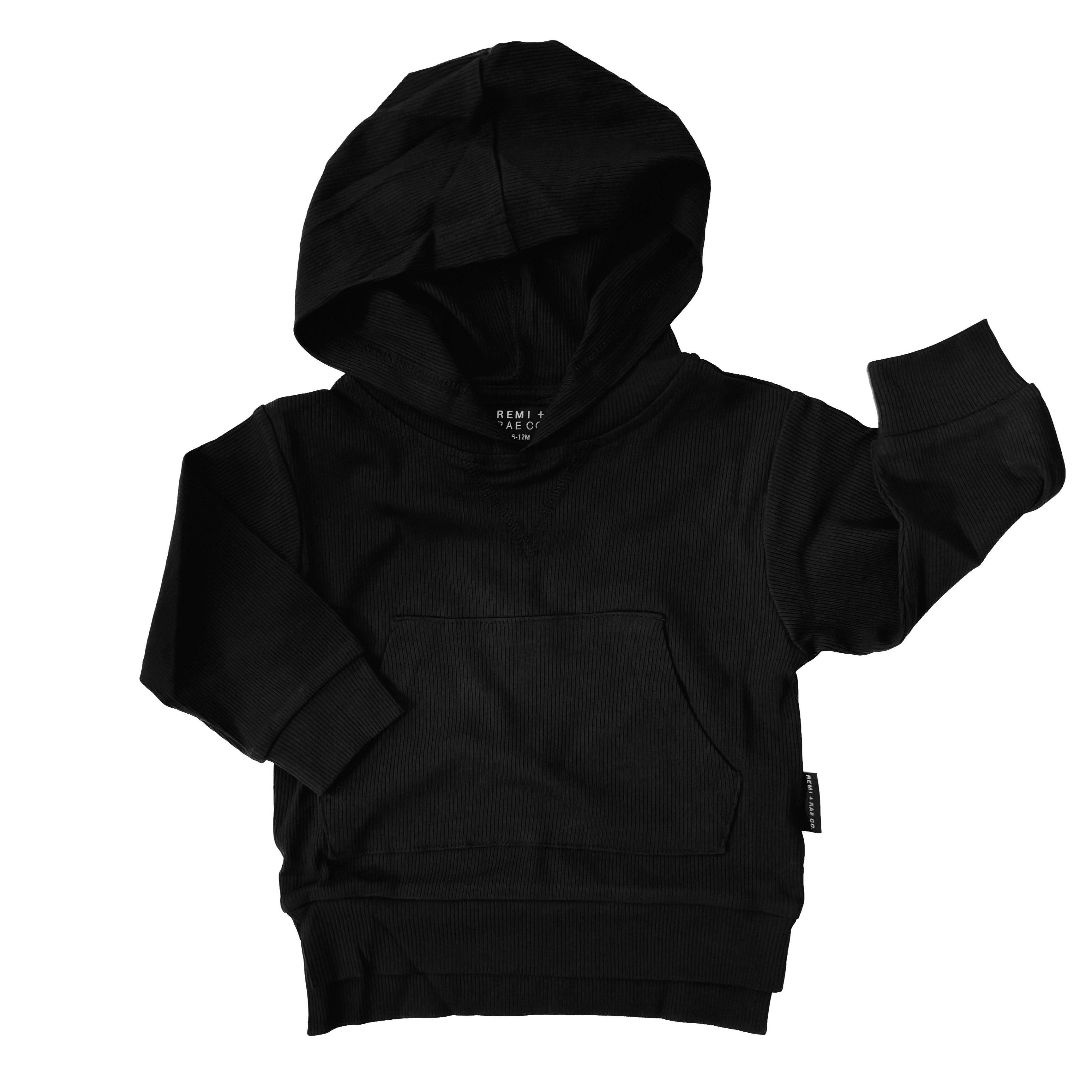 BAMBOO RIBBED HOODIE | BLACK