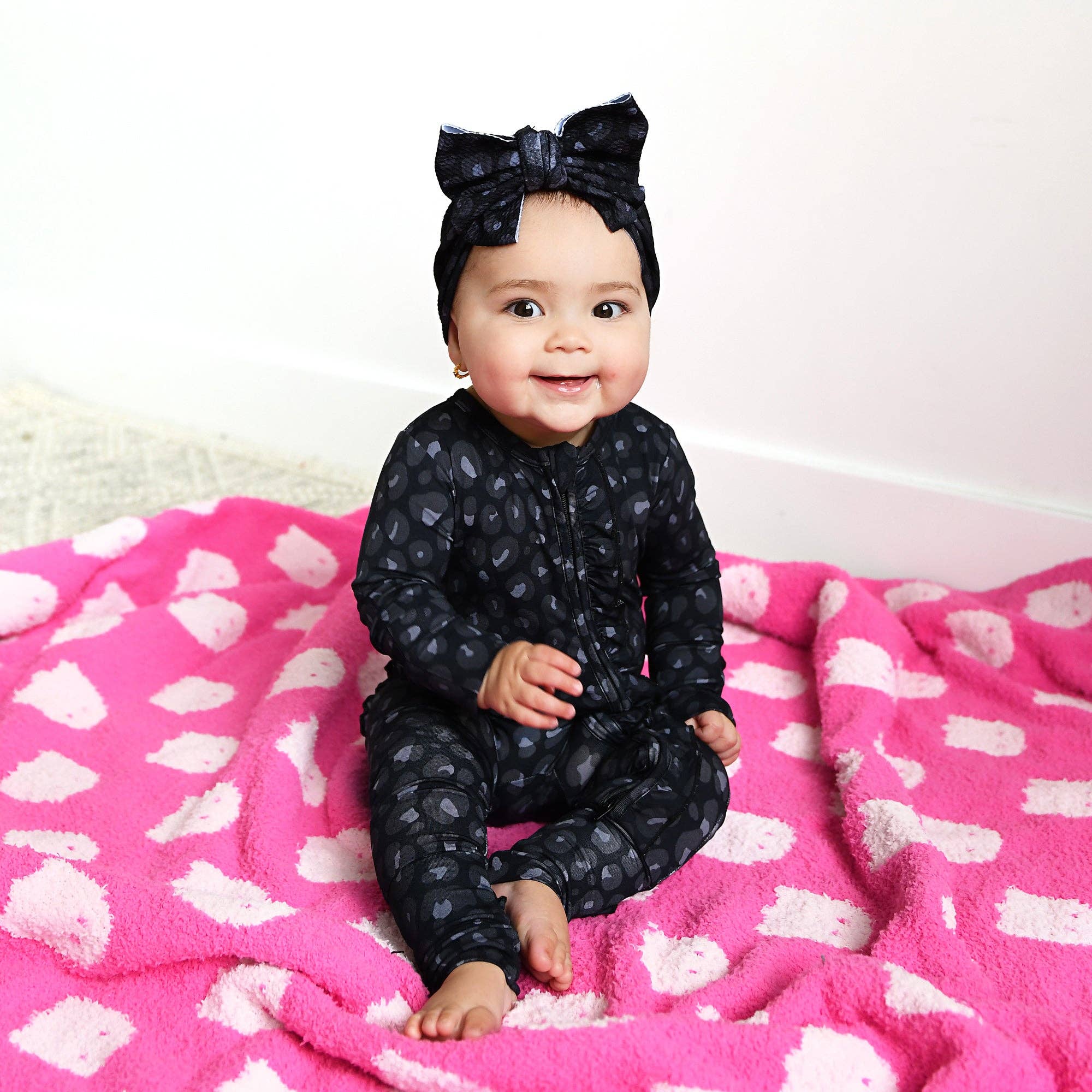 Ash Black Leopard Ruffle Zip Sleeper