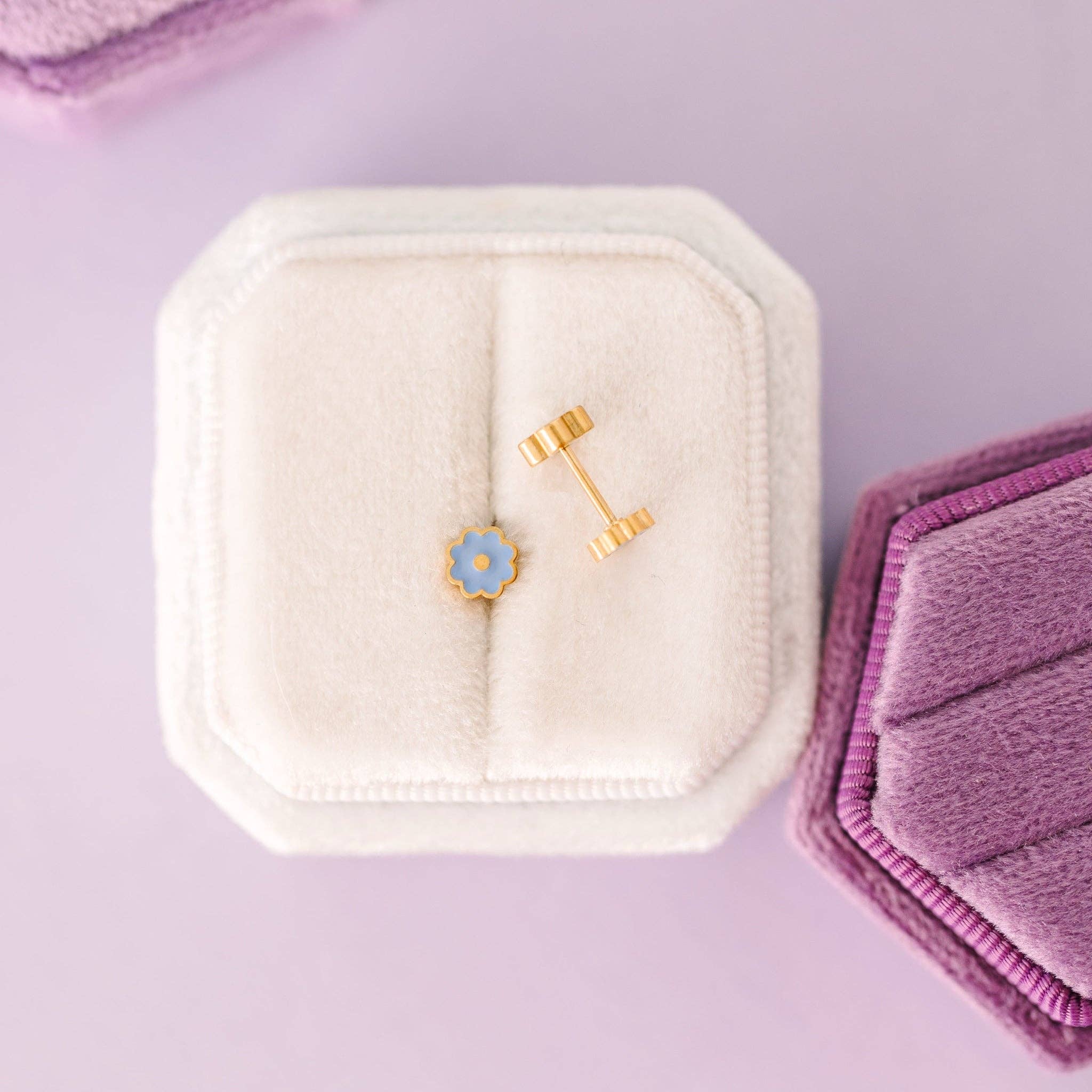 Tiny Blue Flower Earrings