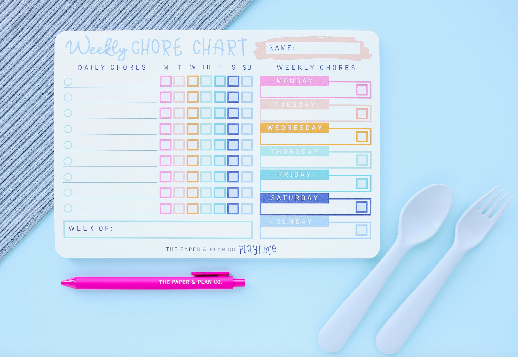 Weekly Chore Chart Playtime Pad®  