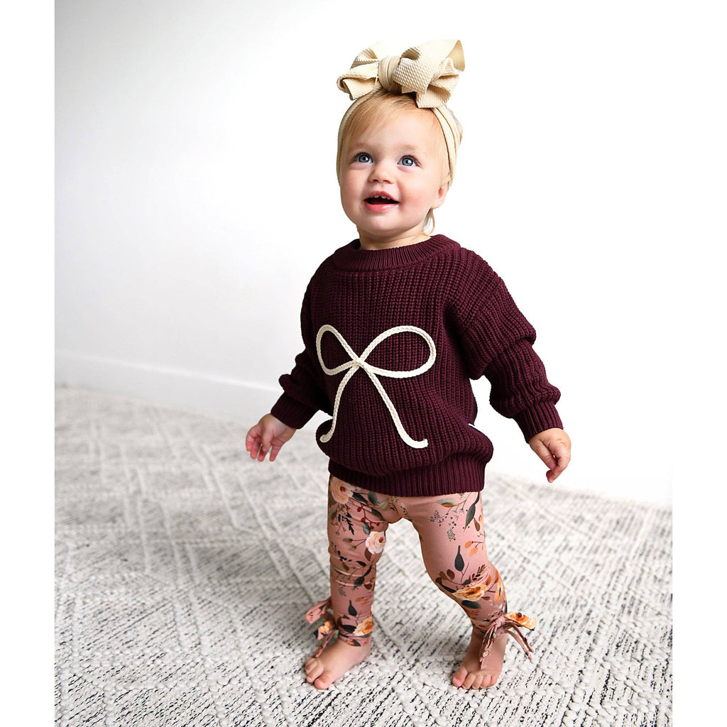 Bow Knitted Sweater | Maroon