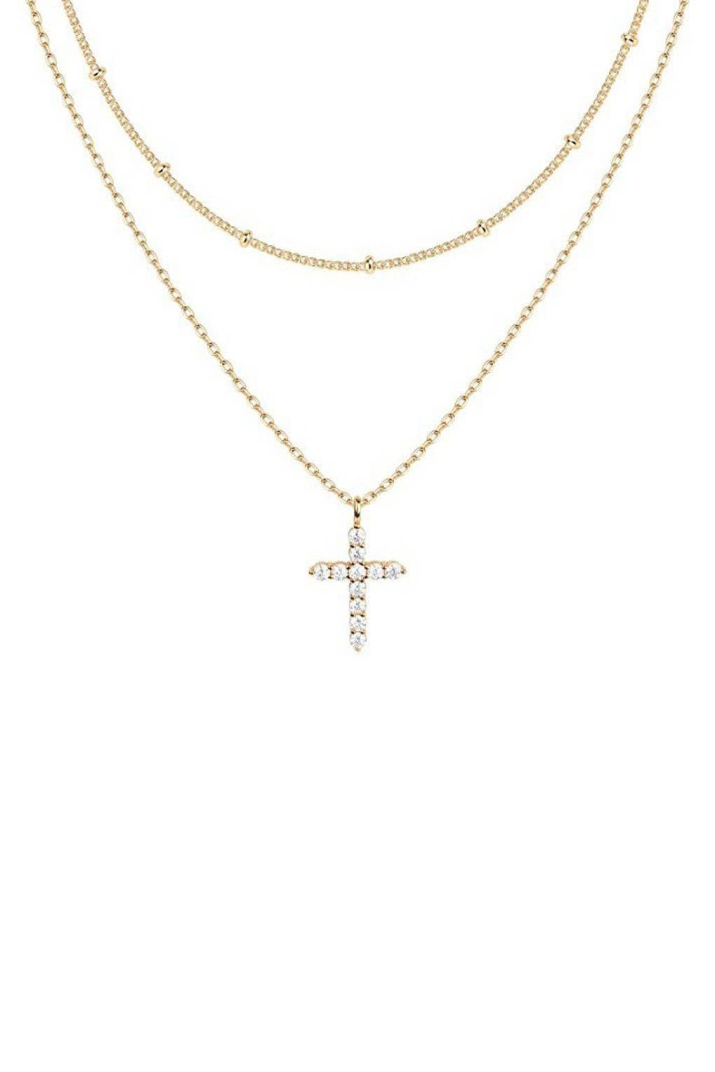 Layered Cross Necklace | 18K Gold Plated
