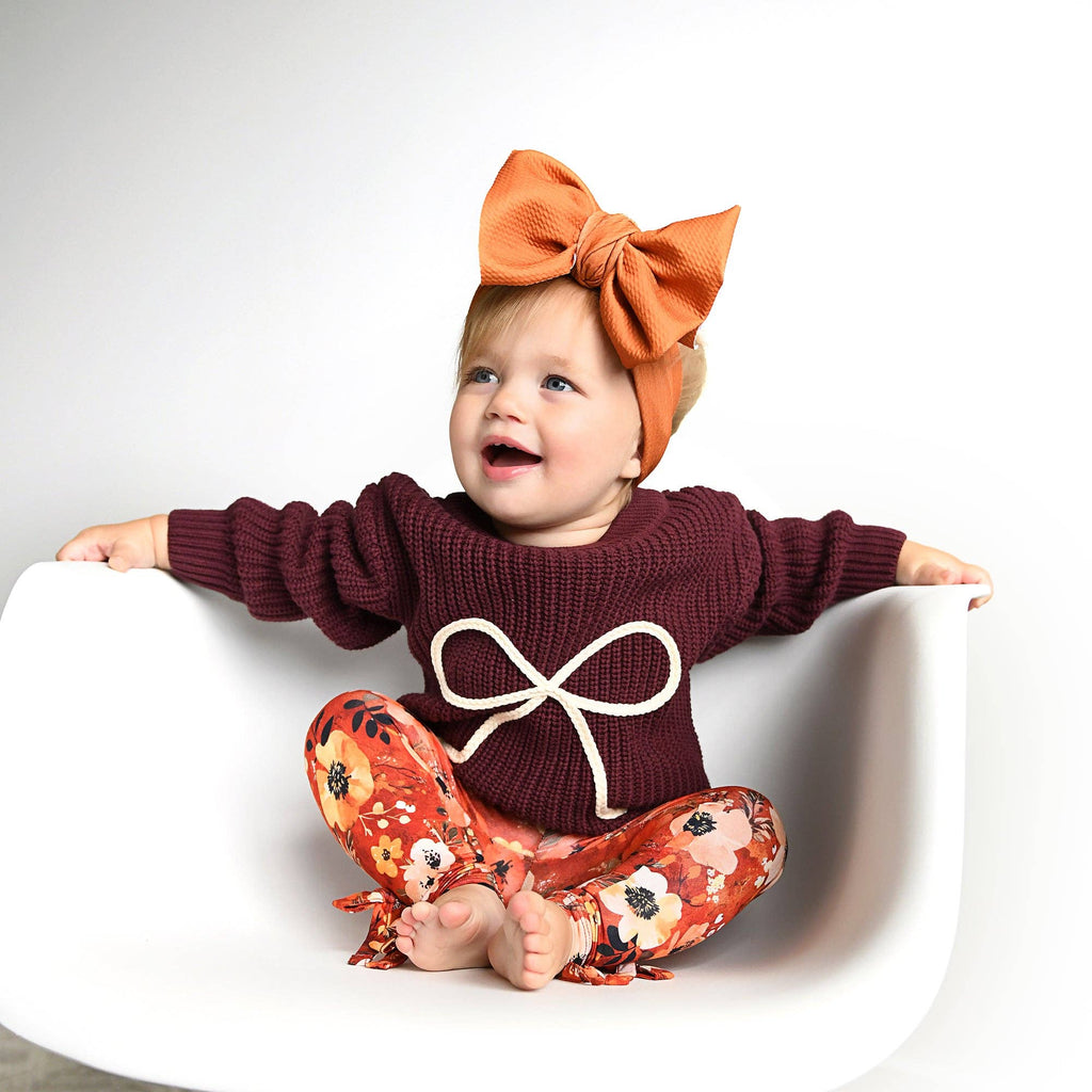 Bow Knitted Sweater | Maroon