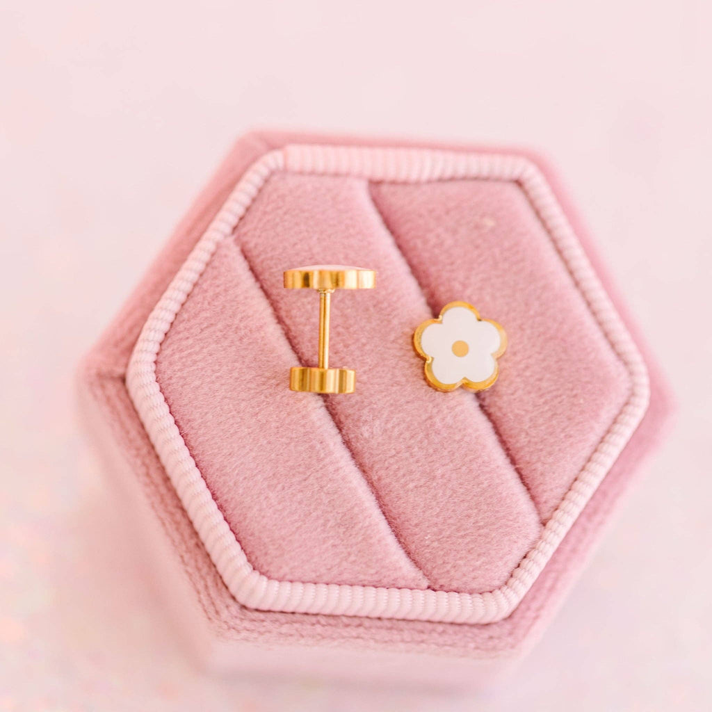 White Flower Earrings