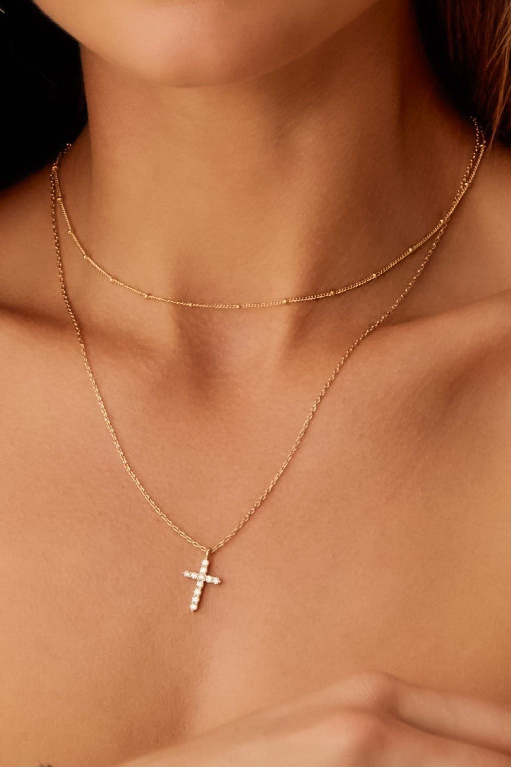 Layered Cross Necklace | 18K Gold Plated