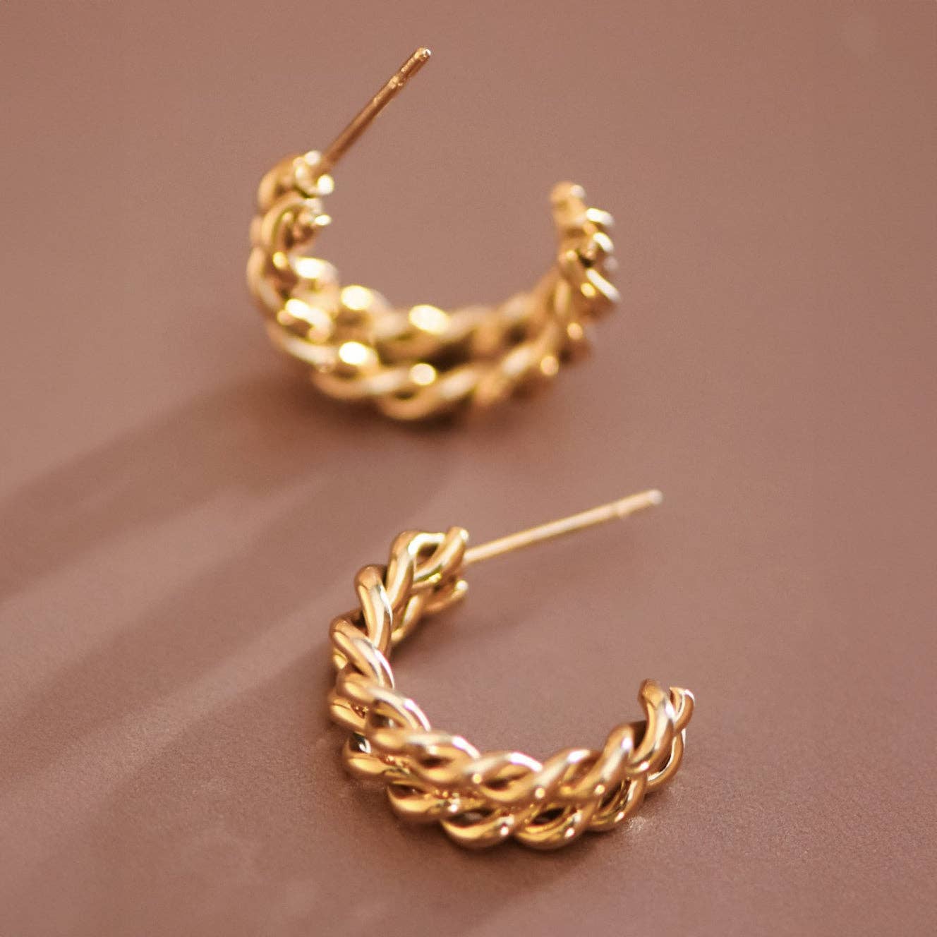 Braided Gold Hoop Earrings | 18K Gold Plated