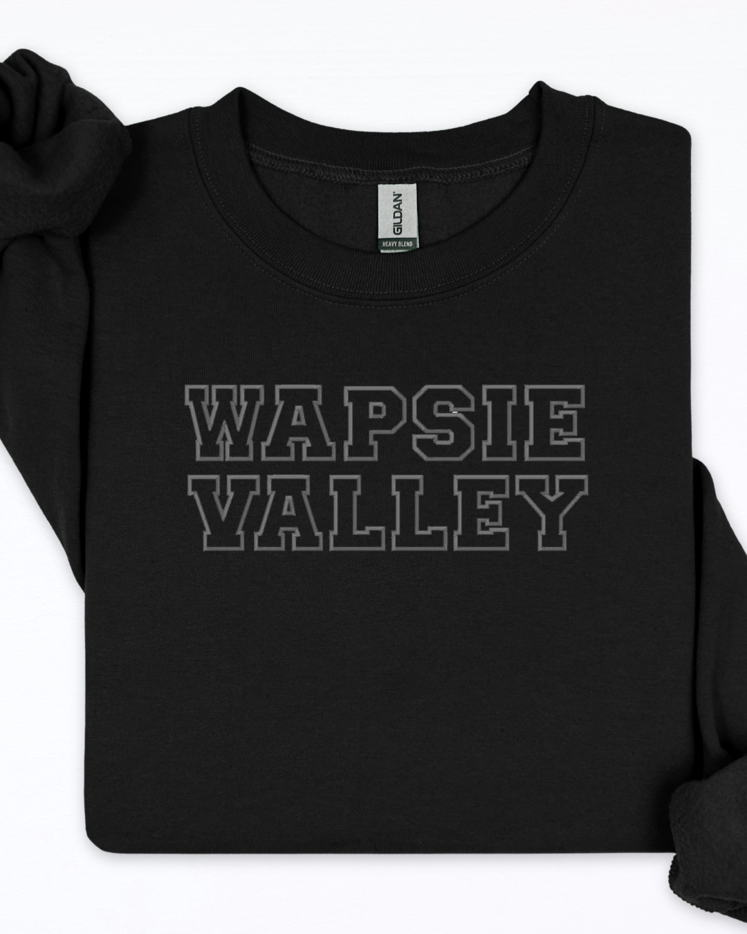 Wapsie Valley Embroidered Crewneck | Black-on-Black (Presale only)
