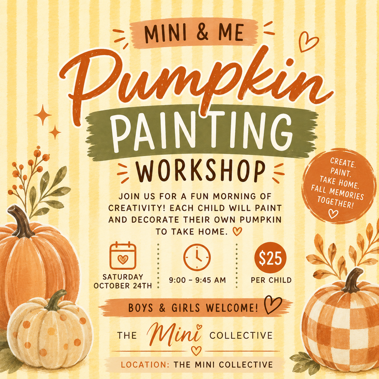 Mini & Me Pumpkin Painting Workshop | Saturday October 24th