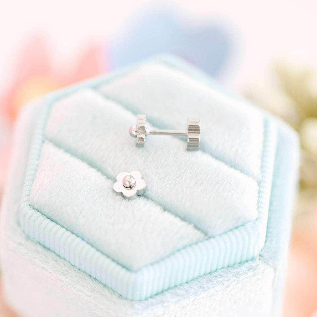 Silver Tiny Classic Flower Earrings