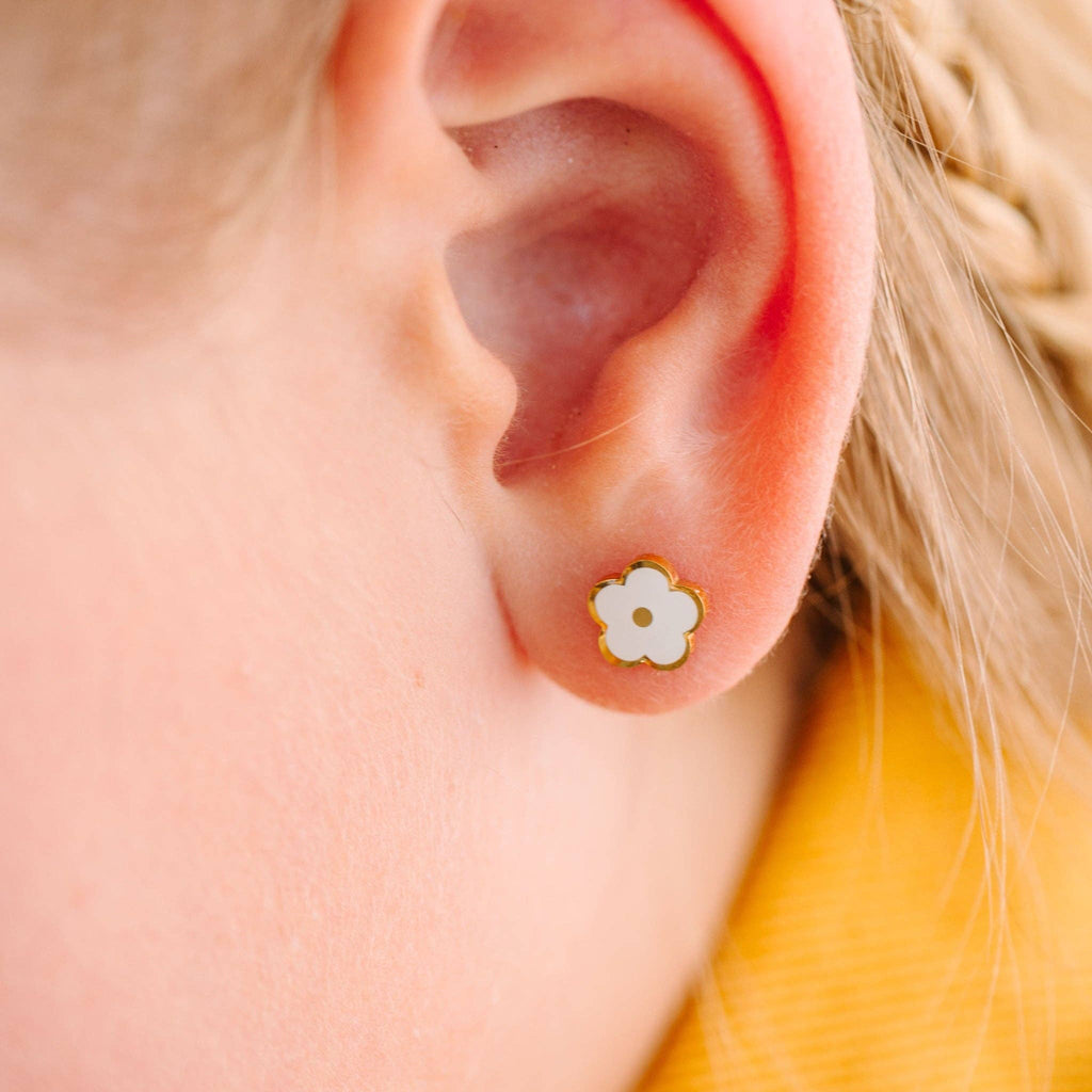White Flower Earrings