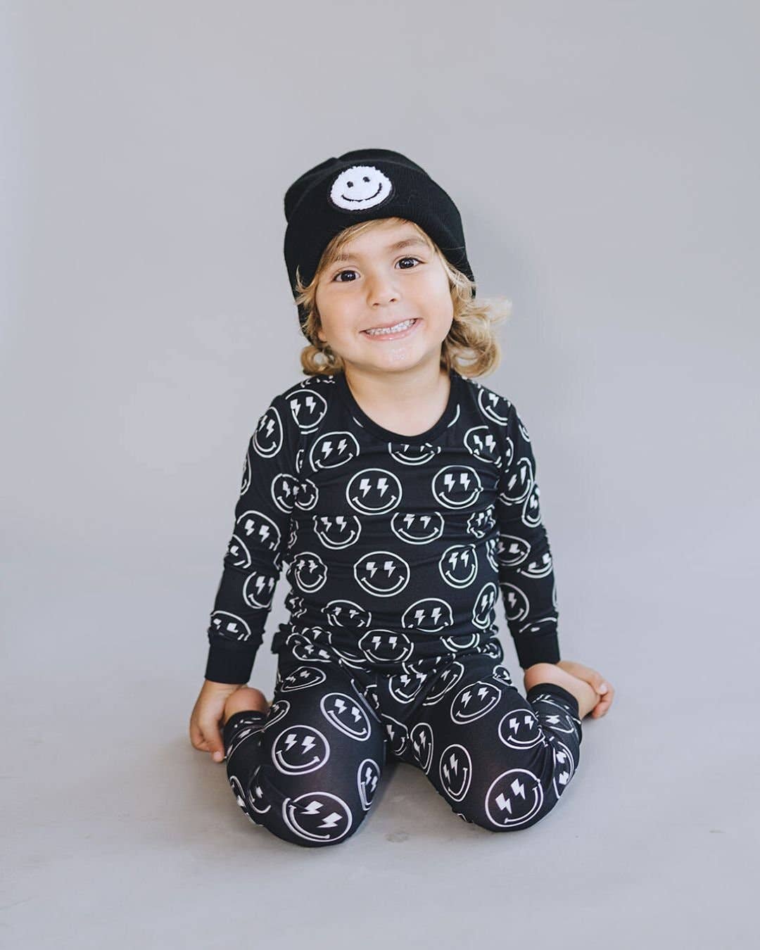 Smiley Baby & Kids Beanie | Black: Toddler