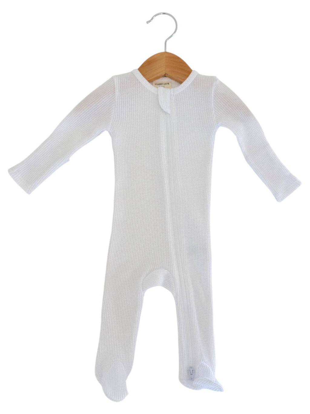 Organic Waffle 2-Way Zip Footie | Lucent White