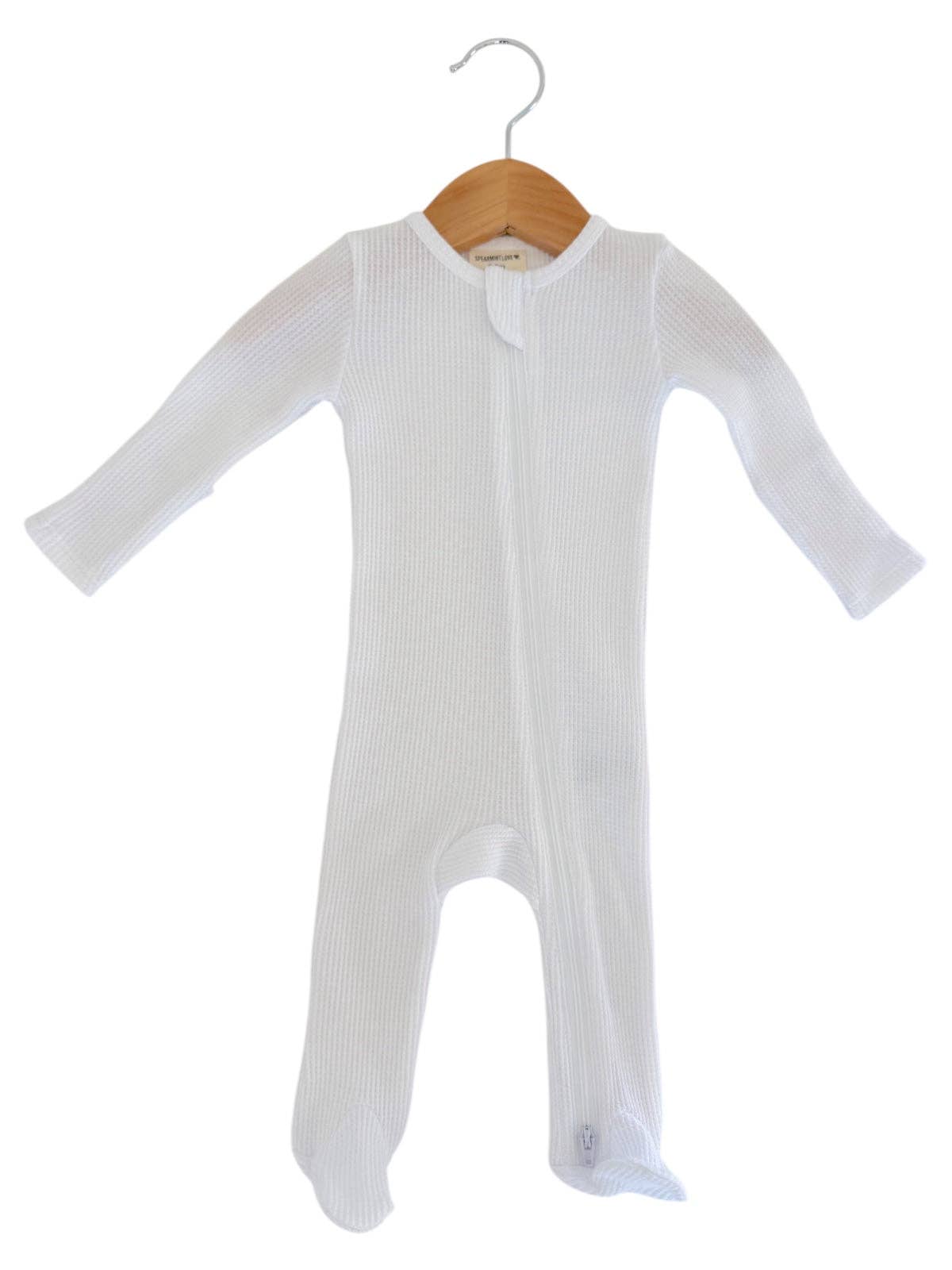 Organic Waffle 2-Way Zip Footie | Lucent White