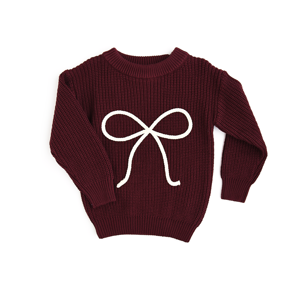 Bow Knitted Sweater | Maroon
