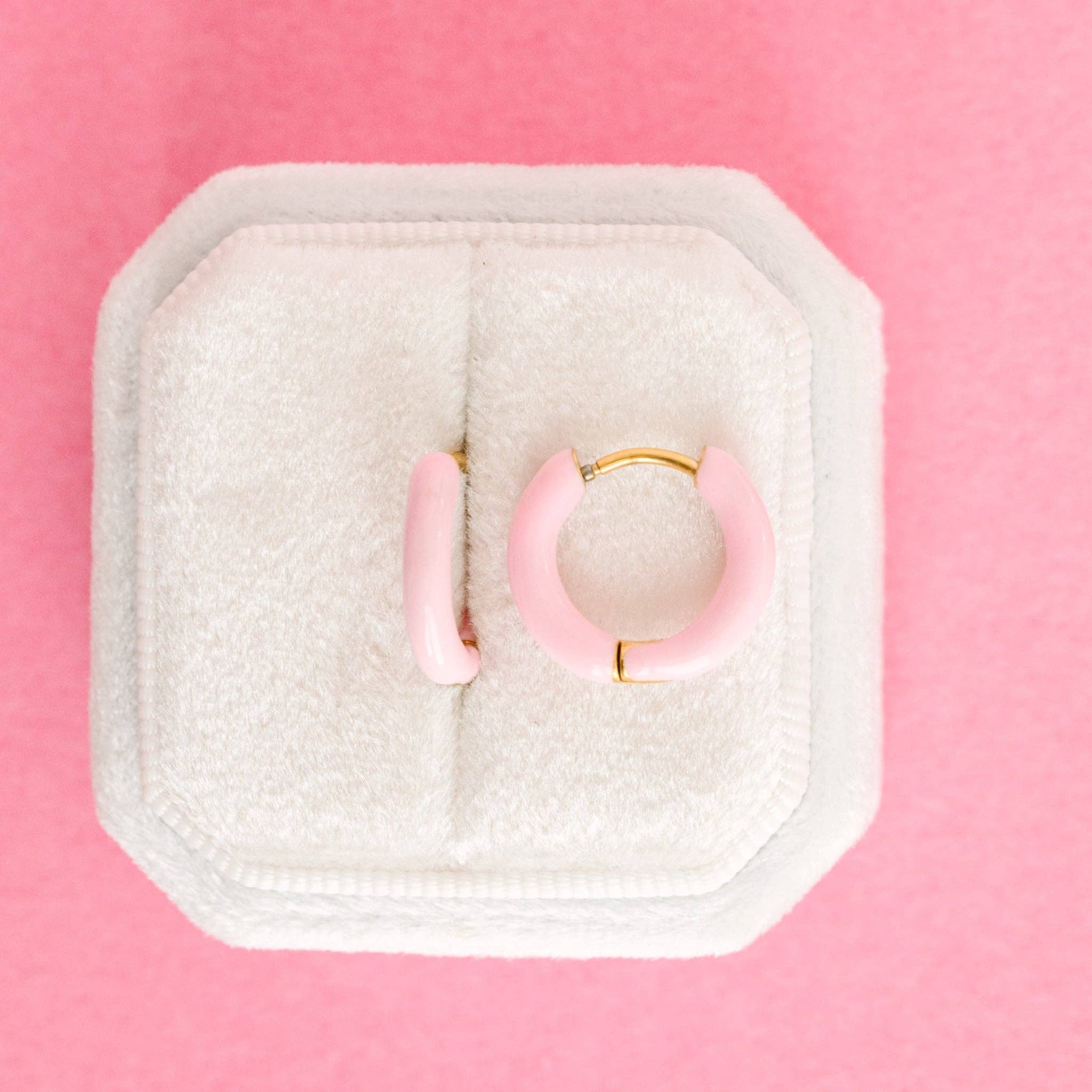 Colored Huggies Earrings: Pink