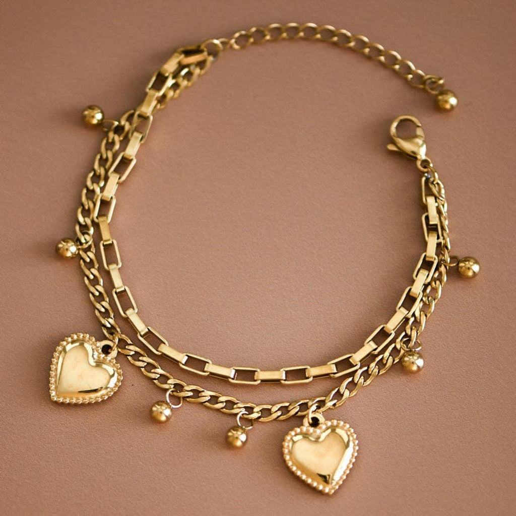 Heart Charm Bracelet | 18K Gold Plated
