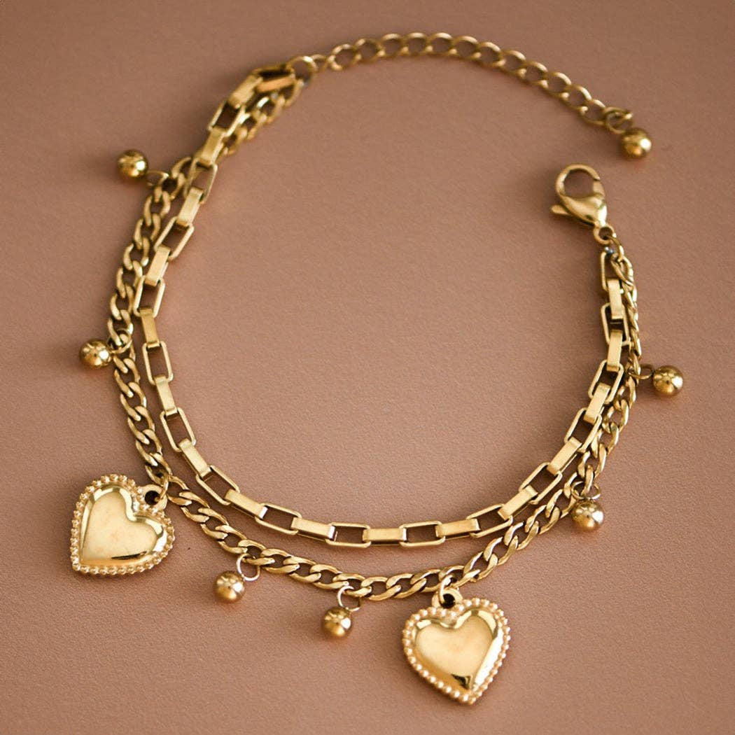 Heart Charm Bracelet | 18K Gold Plated