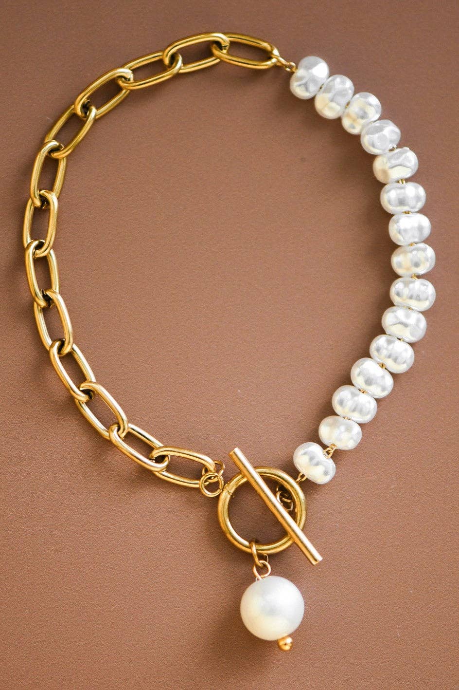 Pearl & Gold Chain Bracelet | 18K Gold Plated