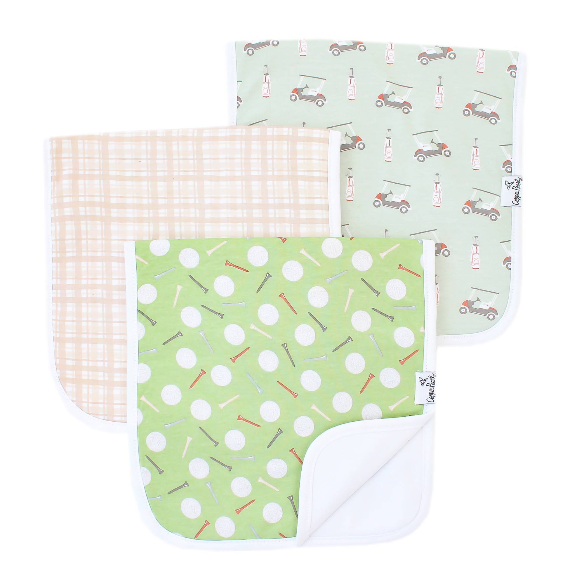 Copper Pearl Bogey Burp Cloth Set (3-Pack)