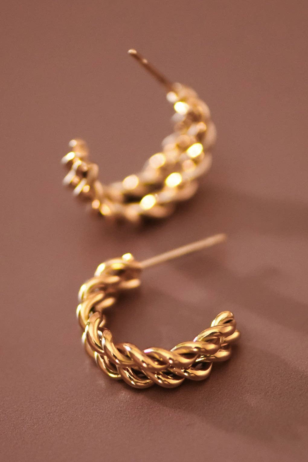 Braided Gold Hoop Earrings | 18K Gold Plated