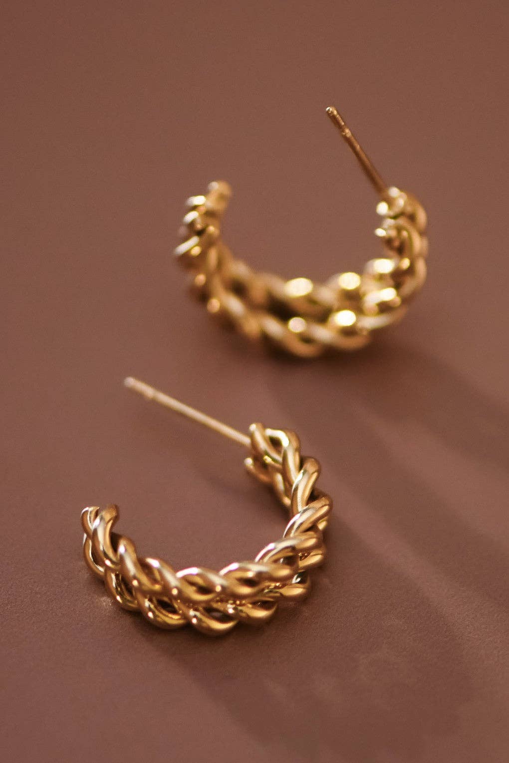 Braided Gold Hoop Earrings | 18K Gold Plated
