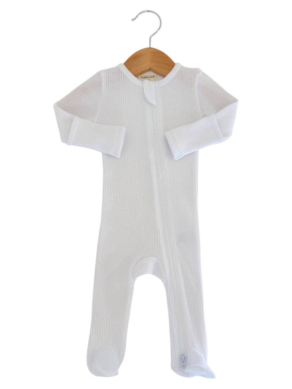 Organic Waffle 2-Way Zip Footie | Lucent White
