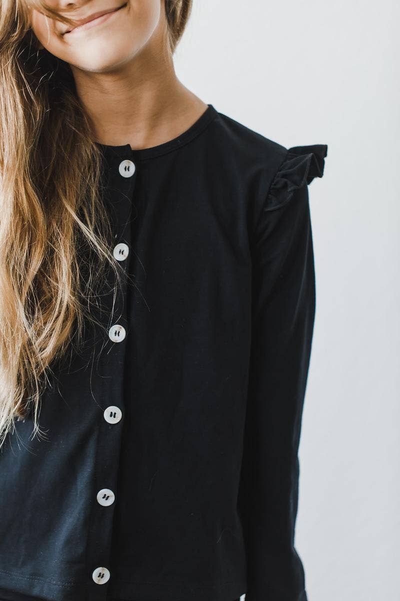 Ruffle Cardigan | Black