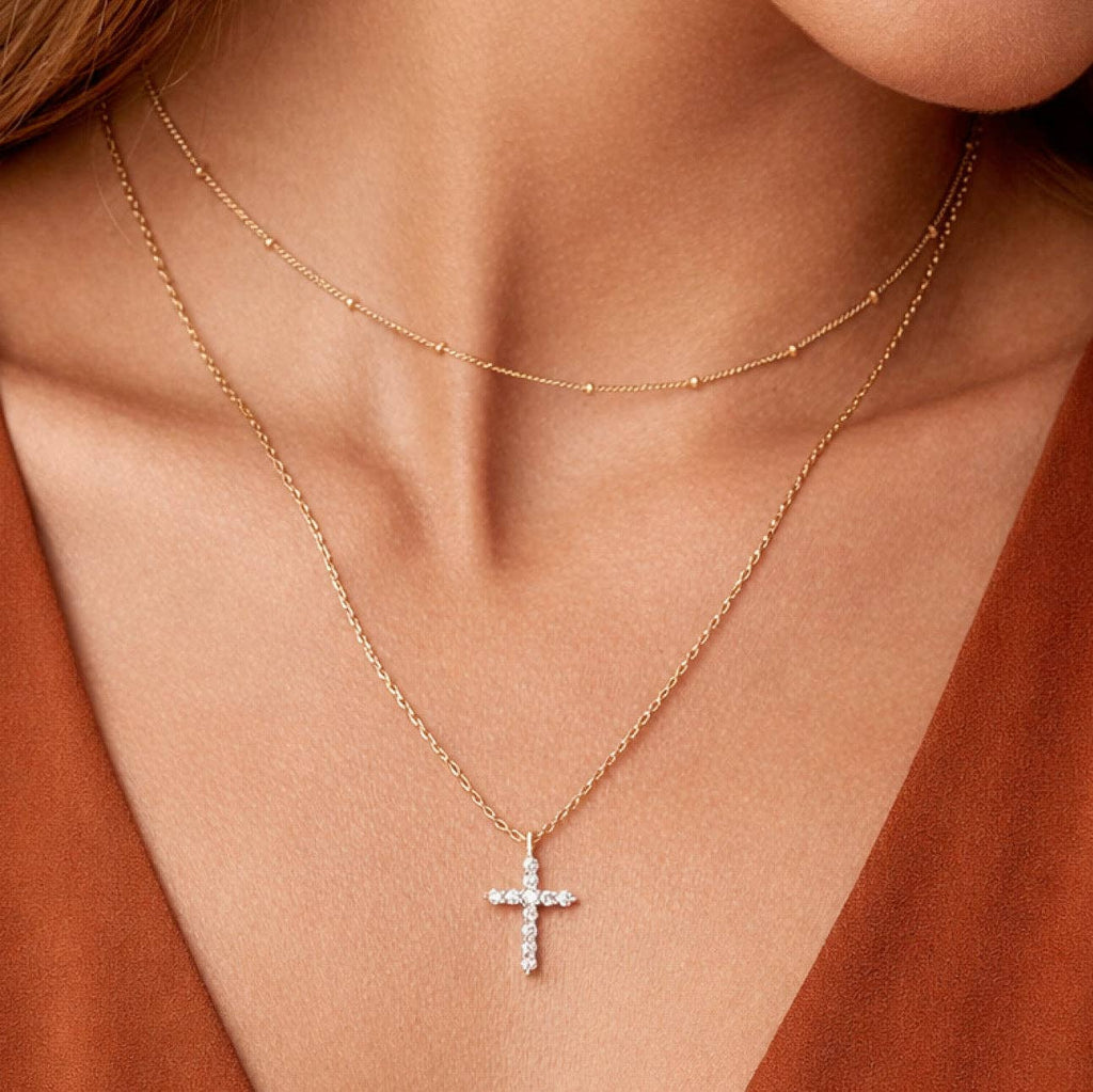 Layered Cross Necklace | 18K Gold Plated