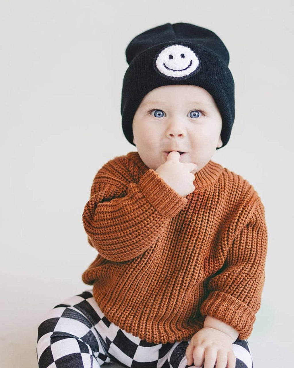 Smiley Baby & Kids Beanie | Black: Baby