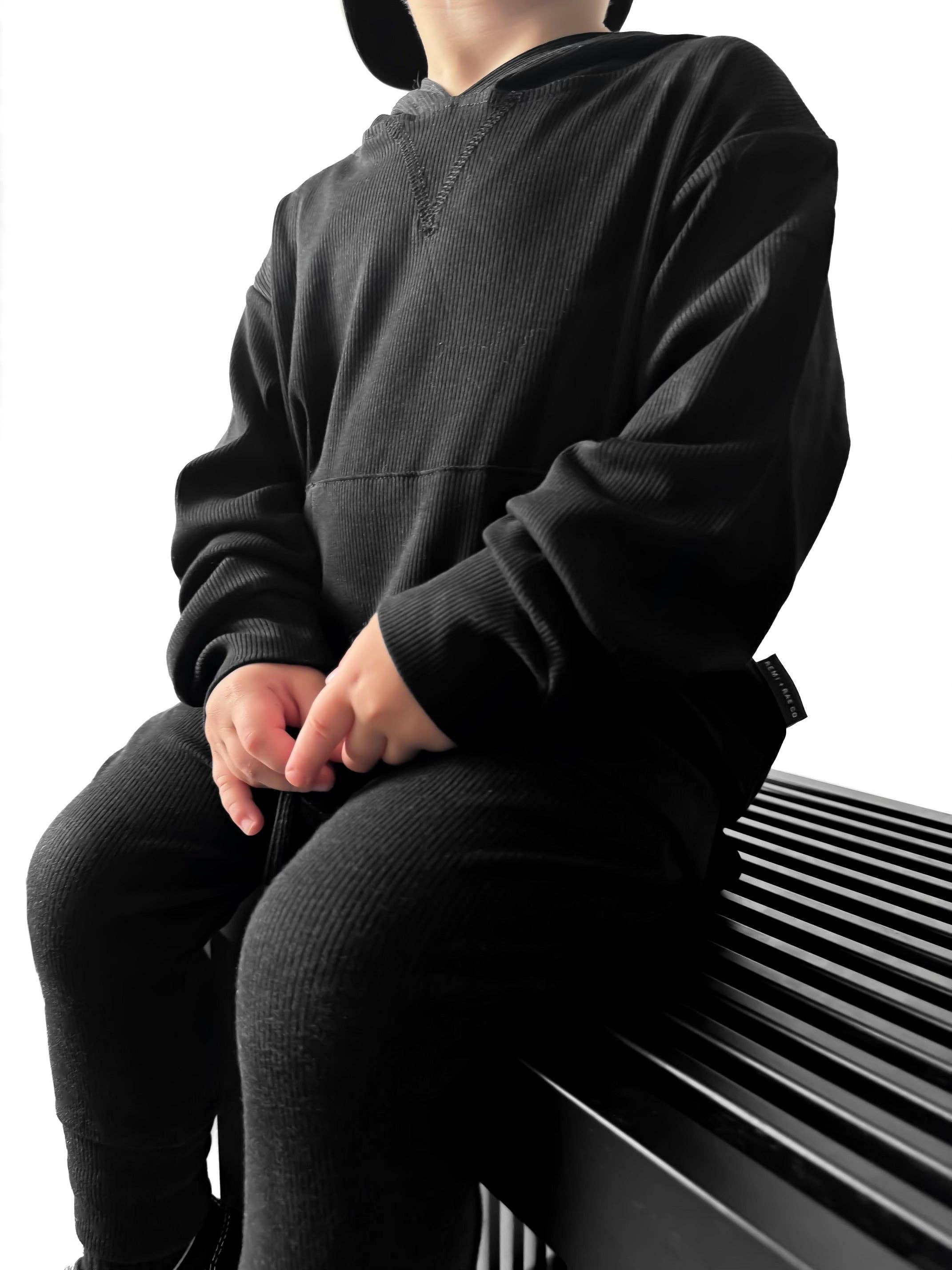 BAMBOO RIBBED HOODIE | BLACK